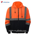 En gros ANSI Class 3 Haute Visibilité Zipper Veste Deux Tons Bas Noir Sweat À Capuche Sécurité Orange